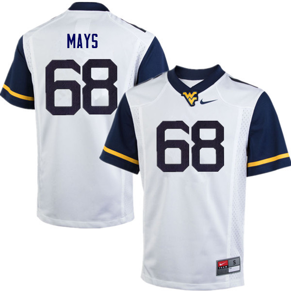 Men #68 Briason Mays West Virginia Mountaineers College Football Jerseys Sale-White - Click Image to Close
